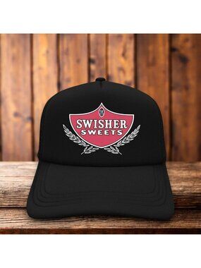 Vintage Swisher Sweets Mens Trucker Hat Black Cigarillos Cigars Snapback Cap